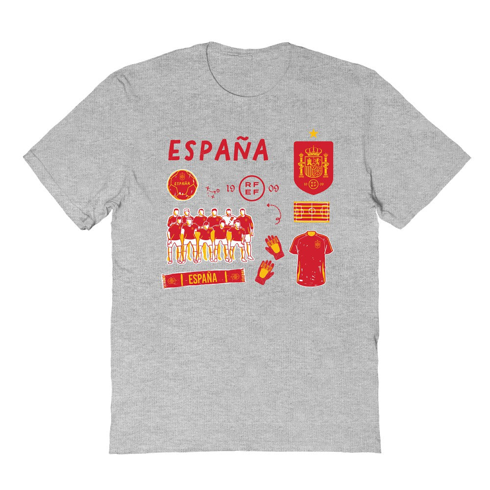 Spain National Team Vive La Fete Youth Impressions Icons T-Shirt Gray