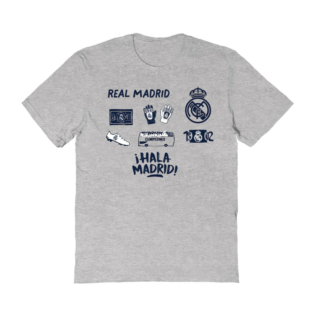 Real Madrid Vive La Fete Women's Impressions Icons T-Shirt Gray