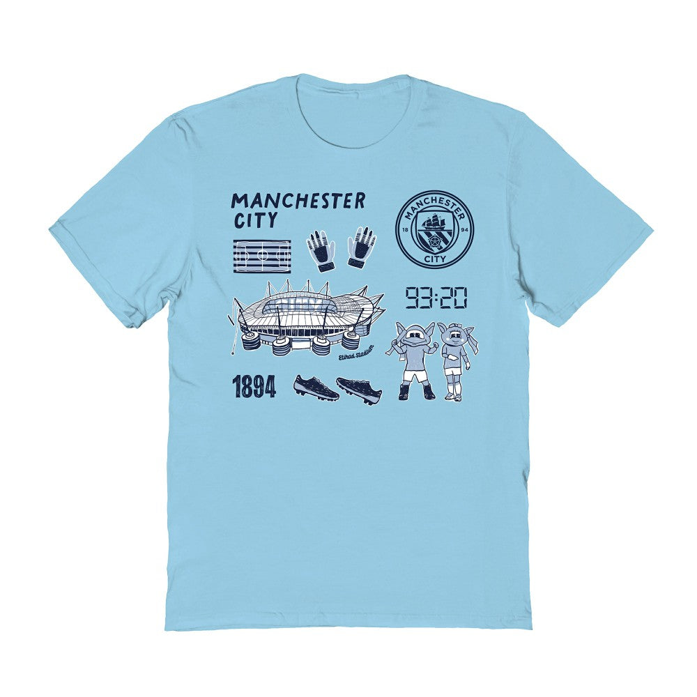 Manchester City Vive La Fete Women's Impressions Icons T-Shirt Light Blue