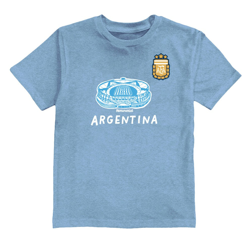 Lionel Messi Argentina National Team Vive La Fete Youth Player Name & Number Stadium Style T-Shirt Light Blue