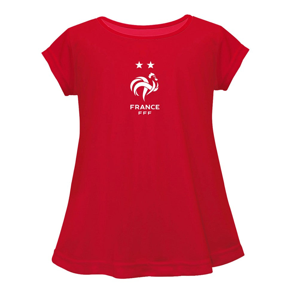 France National Team Vive La Fete Girls Youth Color Badge A-Line Top Red