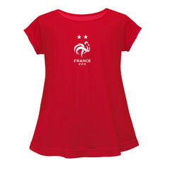 France National Team Vive La Fete Girls Youth Color Badge A-Line Top Red