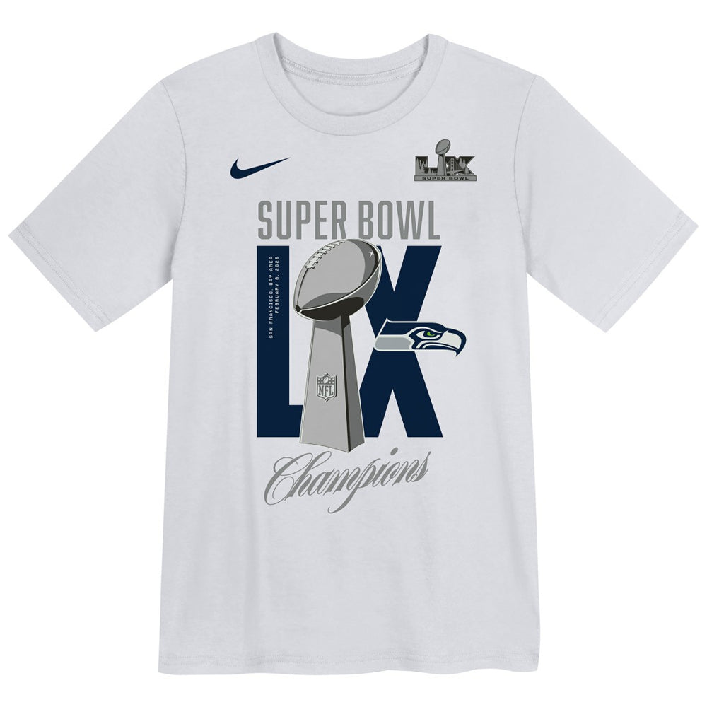 Nike Seattle Seahawks Preschool Super Bowl LX Champions Heavy Chill T-Shirt White