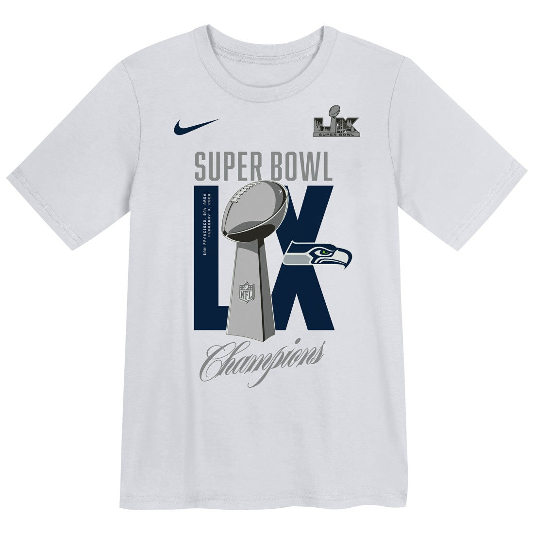Nike Seattle Seahawks Preschool Super Bowl LX Champions Heavy Chill T-Shirt White