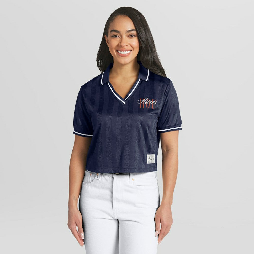 Houston Astros WEAR by Erin Andrews Women's Cropped Polo - Navy - MLB Online