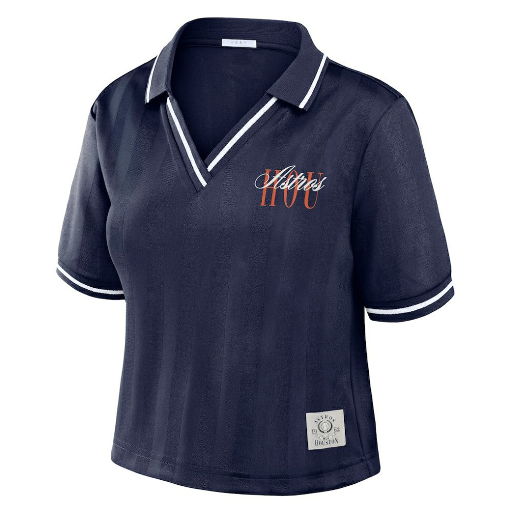 Houston Astros WEAR by Erin Andrews Women's Cropped Polo - Navy - MLB Online