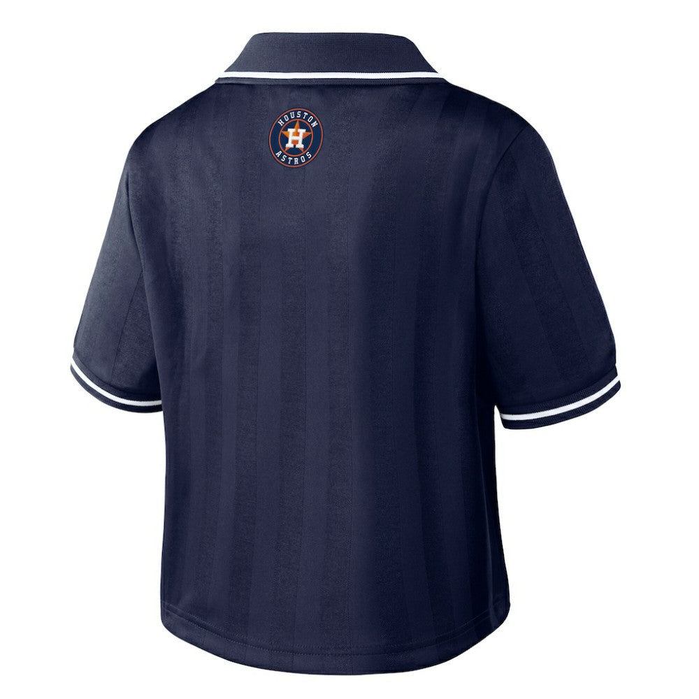 Houston Astros WEAR by Erin Andrews Women's Cropped Polo - Navy - MLB Online