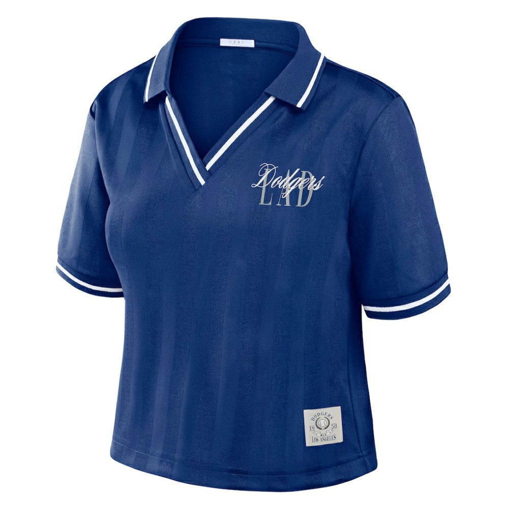 Los Angeles Dodgers WEAR by Erin Andrews Women's Cropped Polo - Royal - MLB Lifestyle