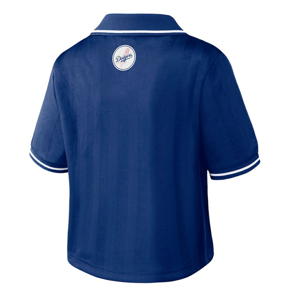 Los Angeles Dodgers WEAR by Erin Andrews Women's Cropped Polo - Royal - MLB Lifestyle