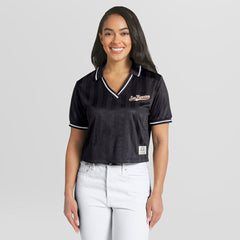 San Francisco Giants WEAR by Erin Andrews Women's Cropped Polo - Black - MLB Sale