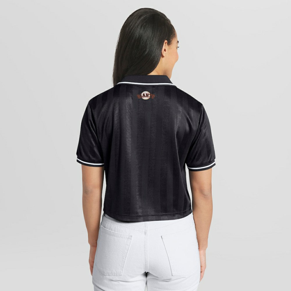 San Francisco Giants WEAR by Erin Andrews Women's Cropped Polo - Black - MLB Sale