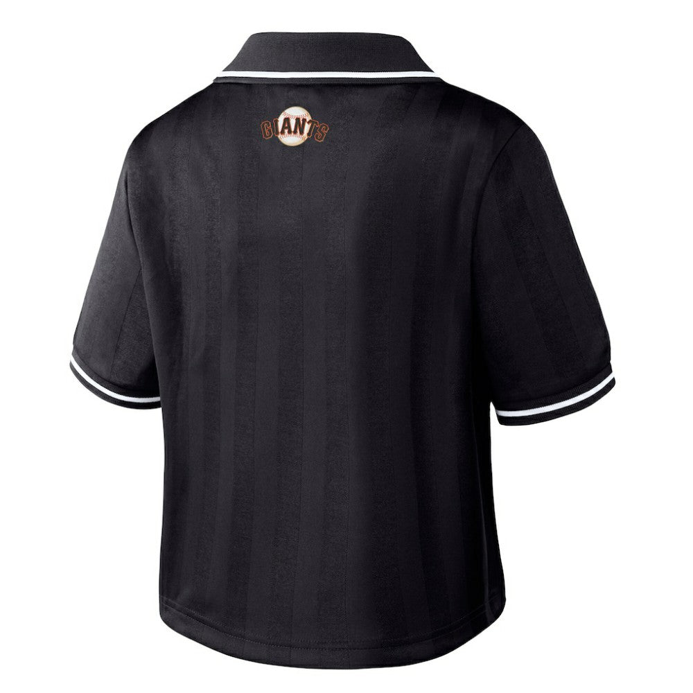 San Francisco Giants WEAR by Erin Andrews Women's Cropped Polo - Black - MLB Sale