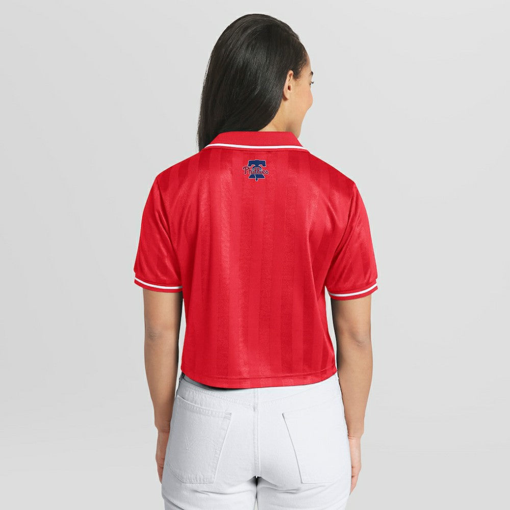 Philadelphia Phillies WEAR by Erin Andrews Women's Cropped Polo - Red - MLB Discount