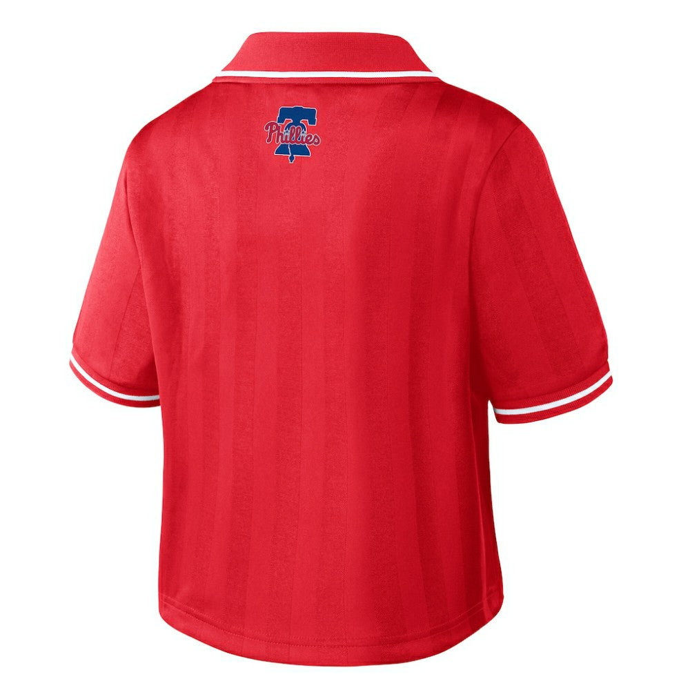Philadelphia Phillies WEAR by Erin Andrews Women's Cropped Polo - Red - MLB Discount