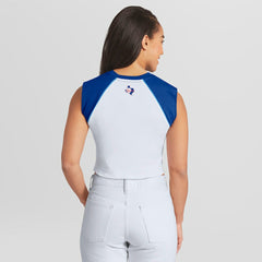 Texas Rangers WEAR by Erin Andrews Women's Cooperstown Cropped Raglan Tank Top - White - MLB Online
