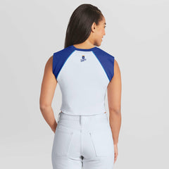 Kansas City Royals WEAR by Erin Andrews Women's Cooperstown Cropped Raglan Tank Top - White - MLB Discount