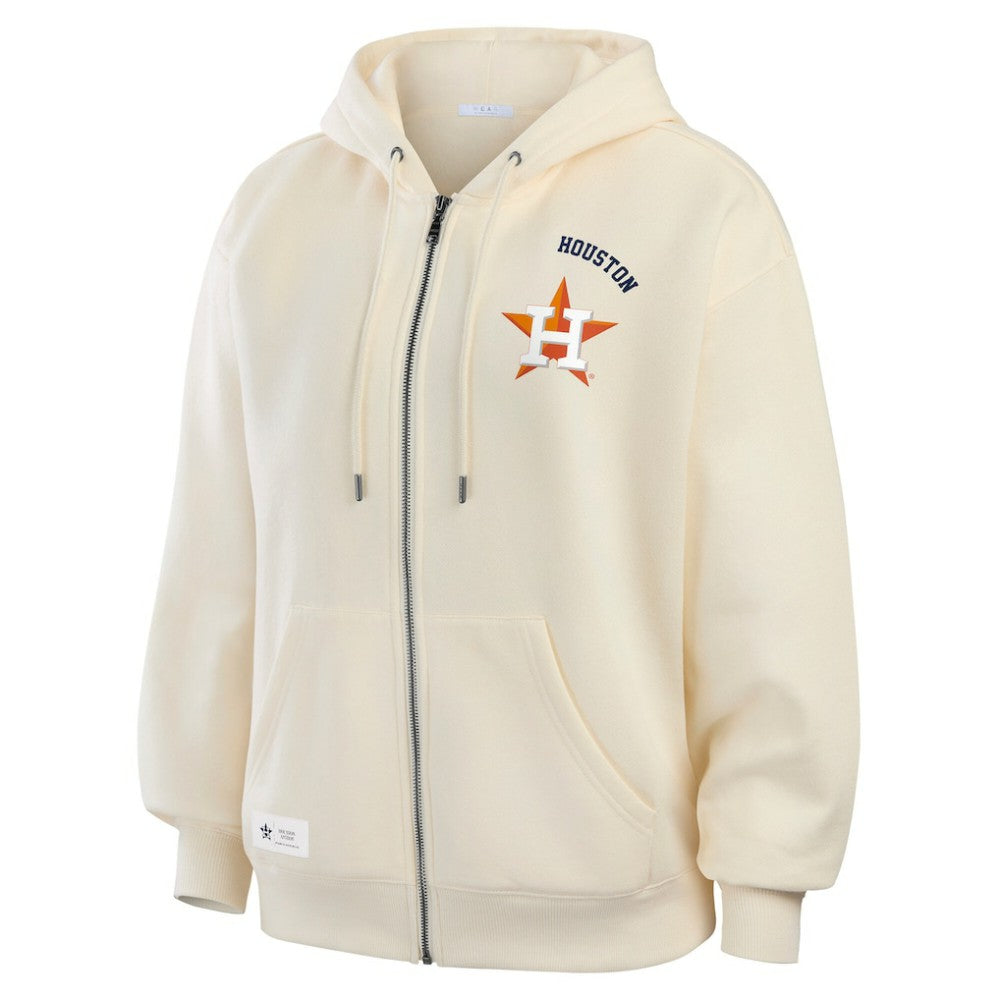 Houston Astros WEAR by Erin Andrews Women's Full-Zip Hoodie - Cream - MLB on Sale