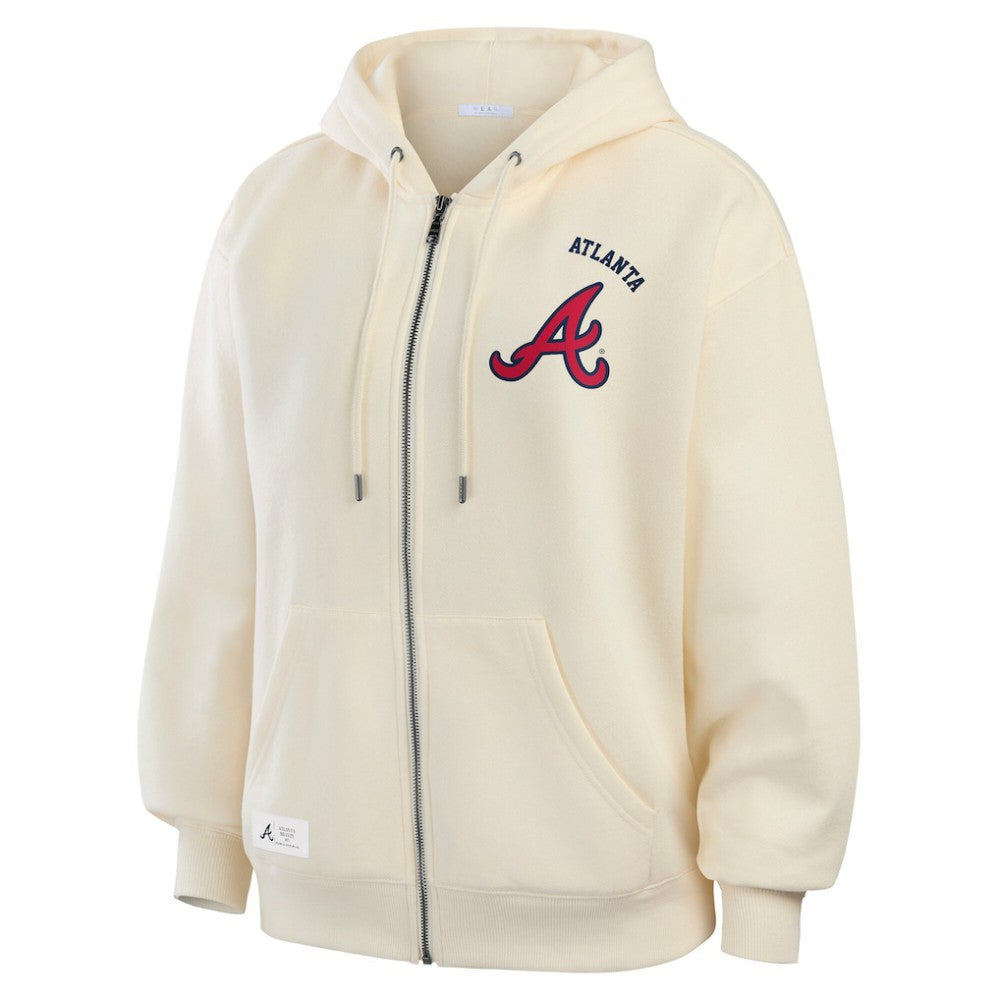 Atlanta Braves WEAR by Erin Andrews Women's Full-Zip Hoodie - Cream - MLB Online