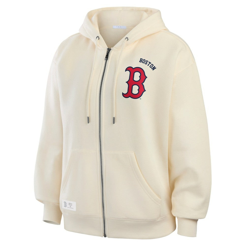 Boston Red Sox WEAR by Erin Andrews Women's Full-Zip Hoodie - Cream - MLB Online