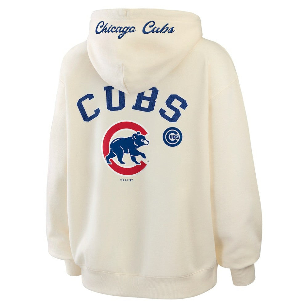 Chicago Cubs WEAR by Erin Andrews Women's Full-Zip Hoodie - Cream - MLB Sale