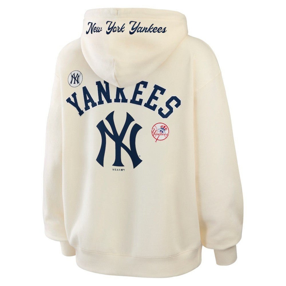 New York Yankees WEAR by Erin Andrews Women's Full-Zip Hoodie - Cream - MLB Online