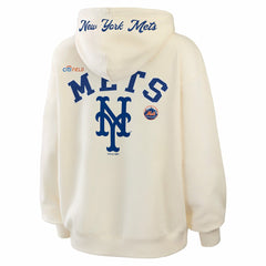 New York Mets WEAR by Erin Andrews Women's Full-Zip Hoodie - Cream - MLB Lifestyle