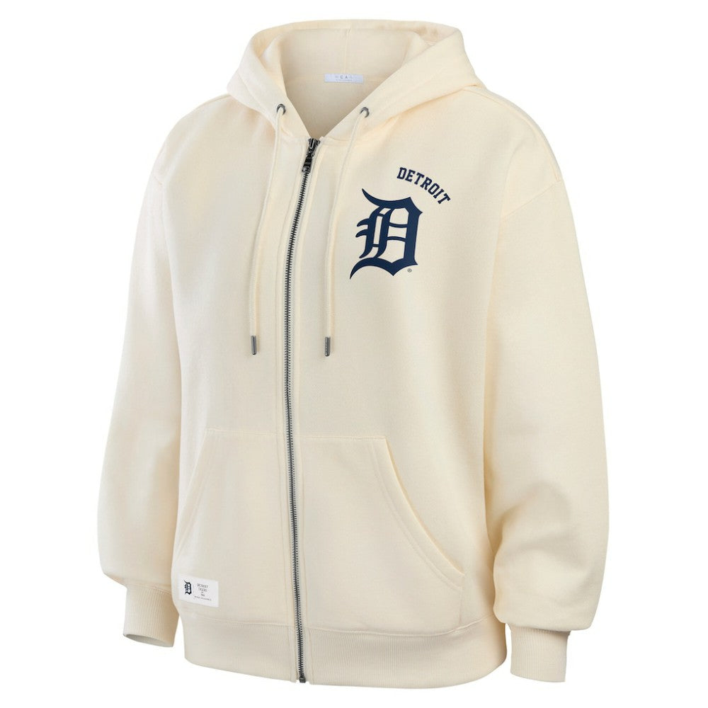 Detroit Tigers WEAR by Erin Andrews Women's Full-Zip Hoodie - Cream - MLB Online