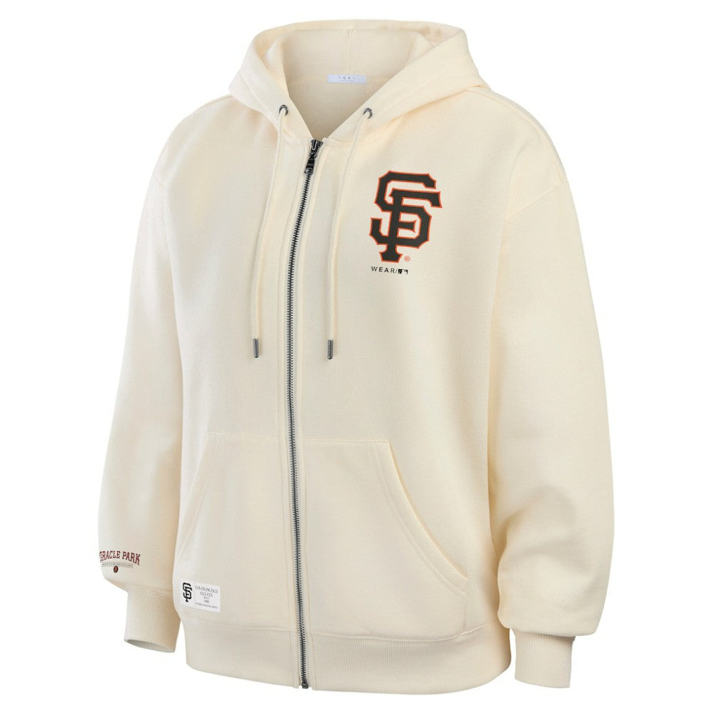 San Francisco Giants WEAR by Erin Andrews Women's Full-Zip Hoodie - Cream - MLB Sale