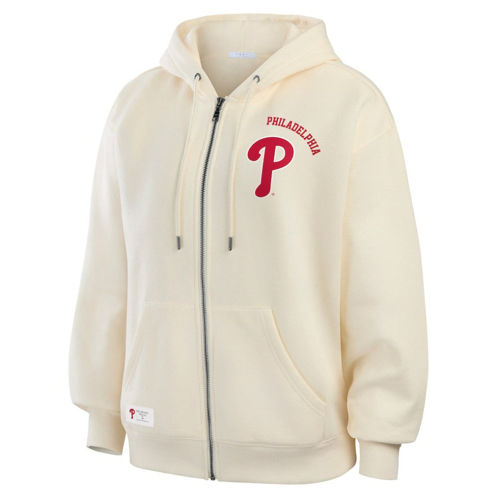 Philadelphia Phillies WEAR by Erin Andrews Women's Full-Zip Hoodie - Cream - MLB Lifestyle