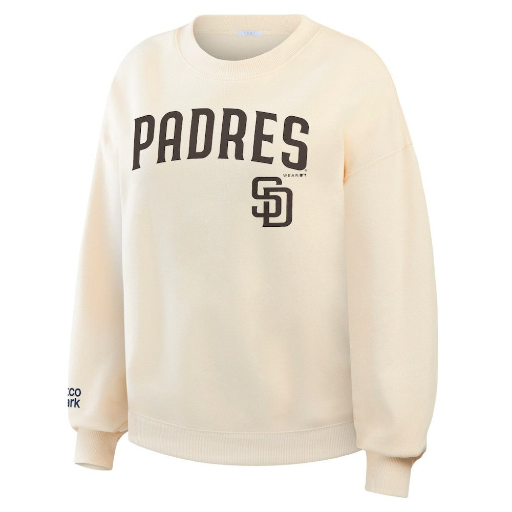 San Diego Padres WEAR by Erin Andrews Women's Heavyweight Crew Neck Sweatshirt - Cream - MLB Sale