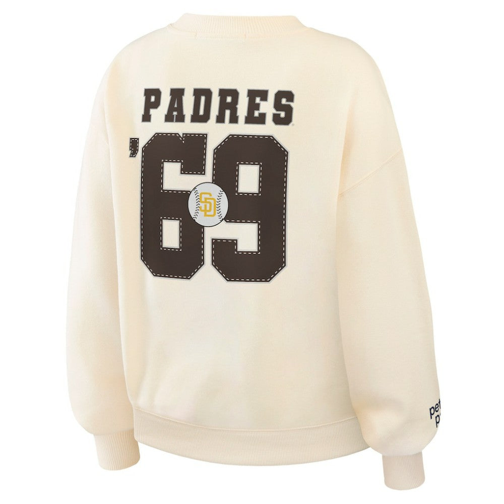 San Diego Padres WEAR by Erin Andrews Women's Heavyweight Crew Neck Sweatshirt - Cream - MLB Sale