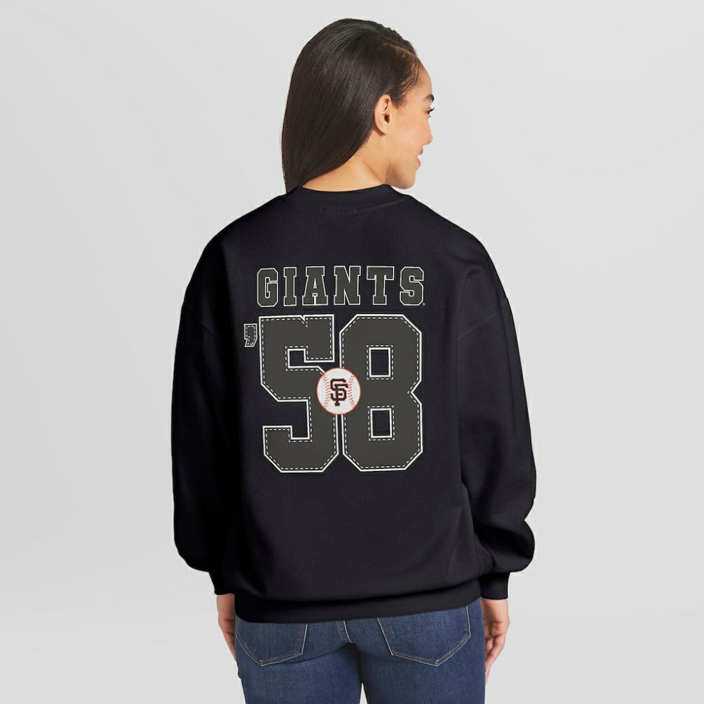 San Francisco Giants WEAR by Erin Andrews Women's Heavyweight Crew Neck Sweatshirt - Black - MLB Online