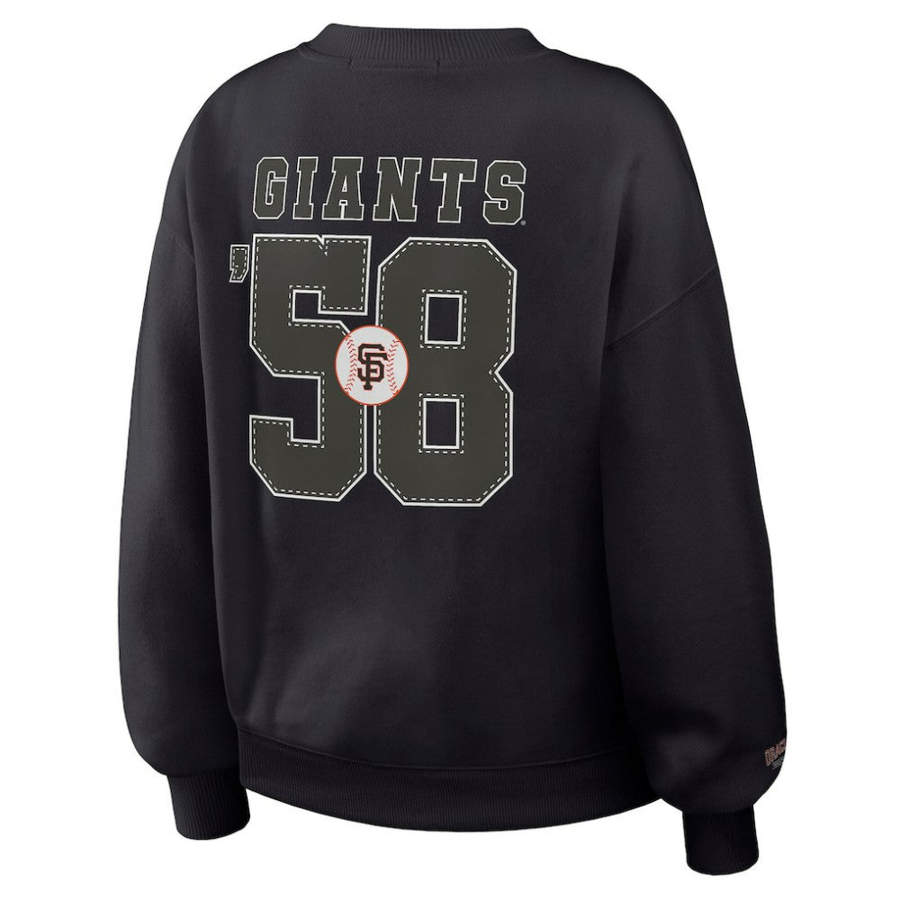 San Francisco Giants WEAR by Erin Andrews Women's Heavyweight Crew Neck Sweatshirt - Black - MLB Online