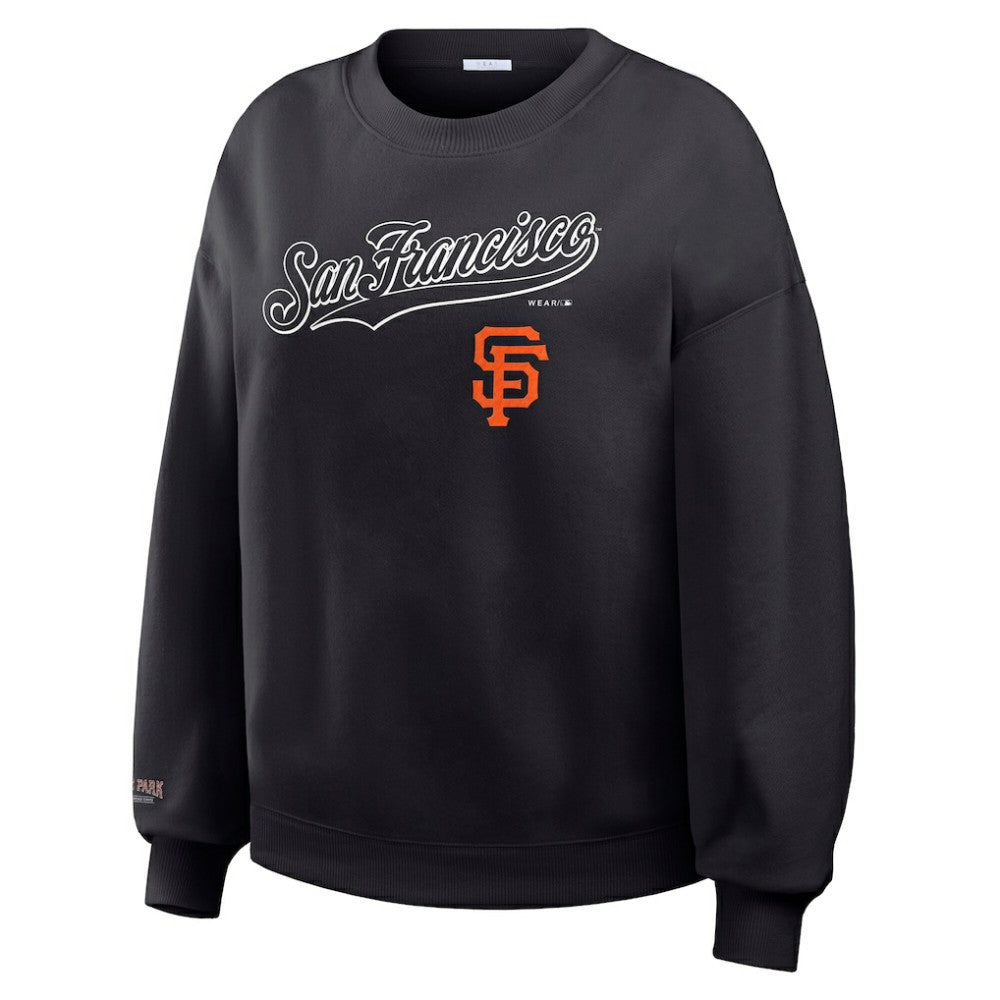 San Francisco Giants WEAR by Erin Andrews Women's Heavyweight Crew Neck Sweatshirt - Black - MLB Online
