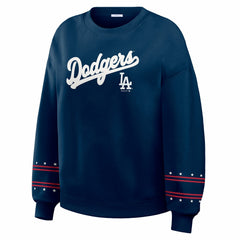 Los Angeles Dodgers WEAR by Erin Andrews Women's Americana Heavyweight Fleece Sweatshirt - Navy - MLB Discount