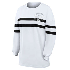 Baltimore Orioles WEAR by Erin Andrews Women's Oversized Long Sleeve Striped T-Shirt - White - MLB Sale