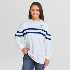 Chicago Cubs WEAR by Erin Andrews Women's Oversized Long Sleeve Striped T-Shirt - White - MLB Sale