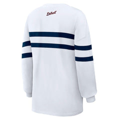 Detroit Tigers WEAR by Erin Andrews Women's Oversized Long Sleeve Striped T-Shirt - White - MLB Online