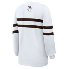 San Diego Padres WEAR by Erin Andrews Women's Oversized Long Sleeve Striped T-Shirt - White - MLB Online