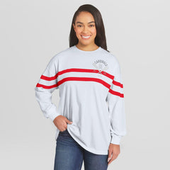 St. Louis Cardinals WEAR by Erin Andrews Women's Oversized Long Sleeve Striped T-Shirt - White - MLB Online