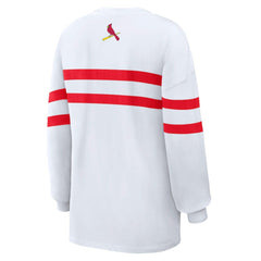 St. Louis Cardinals WEAR by Erin Andrews Women's Oversized Long Sleeve Striped T-Shirt - White - MLB Online