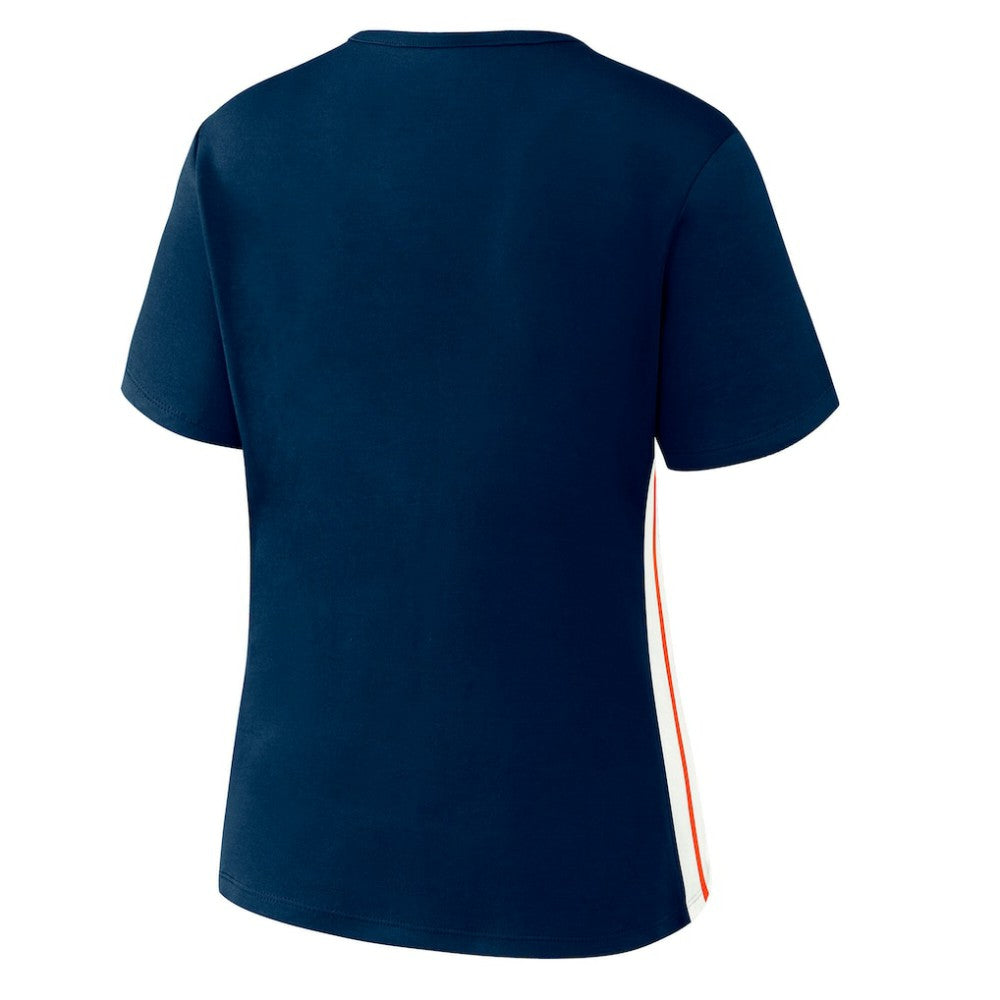 Detroit Tigers WEAR by Erin Andrews Women's Notch Neck Cropped T-Shirt - Navy - MLB Discount