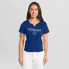Chicago Cubs WEAR by Erin Andrews Women's Notch Neck Cropped T-Shirt - Royal - MLB on Sale