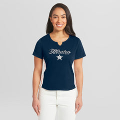 Houston Astros WEAR by Erin Andrews Women's Notch Neck Cropped T-Shirt - Navy - MLB Sale