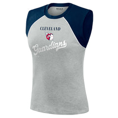 Cleveland Guardians WEAR by Erin Andrews Women's Cropped Raglan Tank Top - Heather Gray - MLB Discount