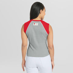 Philadelphia Phillies WEAR by Erin Andrews Women's Cropped Raglan Tank Top - Heather Gray - MLB on Sale