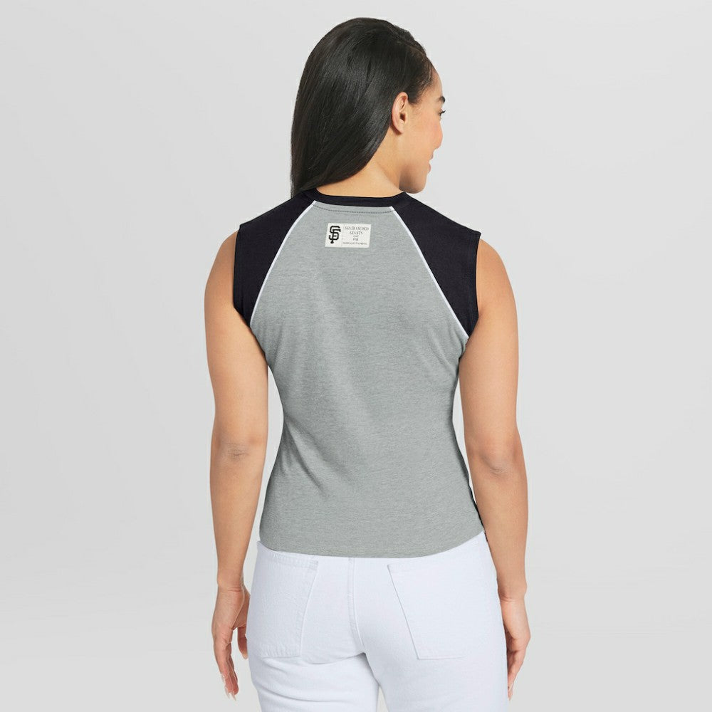 San Francisco Giants WEAR by Erin Andrews Women's Cropped Raglan Tank Top - Heather Gray - MLB Online