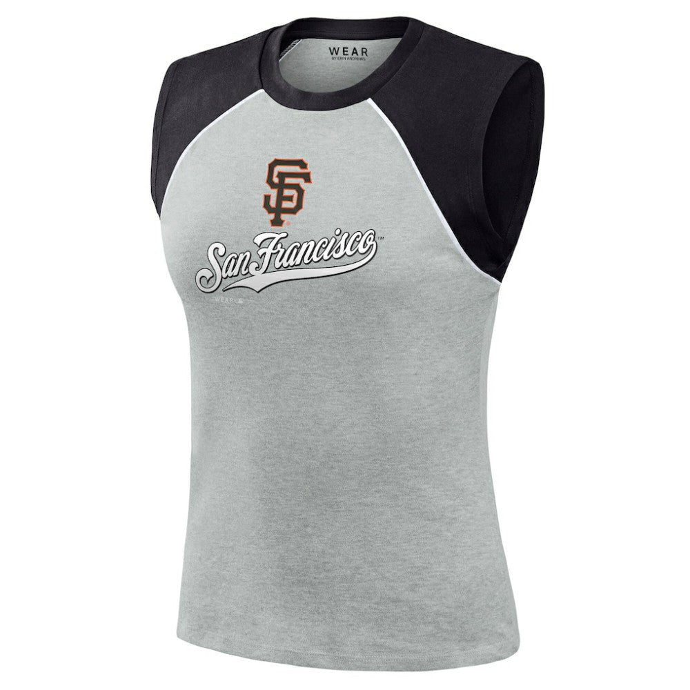 San Francisco Giants WEAR by Erin Andrews Women's Cropped Raglan Tank Top - Heather Gray - MLB Online