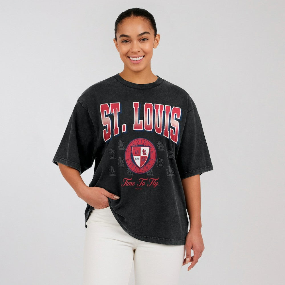 St. Louis Cardinals WEAR by Erin Andrews Women's Oversized Boyfriend T-Shirt - Black - MLB Online