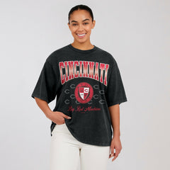Cincinnati Reds WEAR by Erin Andrews Women's Oversized Boyfriend T-Shirt - Black - MLB Online